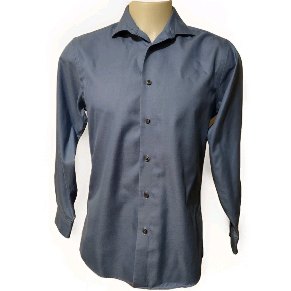 Kenneth Cole Awearness Men's Dress Shirt Size 15.5  34/35 Slim Fit Collared Blue